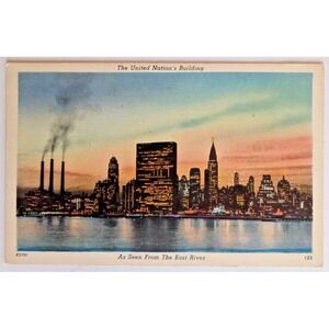 The‎ United Nation's Building as seen from The East River New York City Postcard